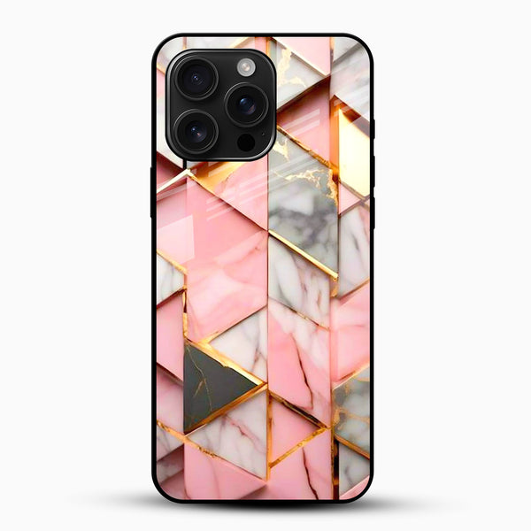 Blush Geometric Marble Glass Phone Cover - Cover Stall