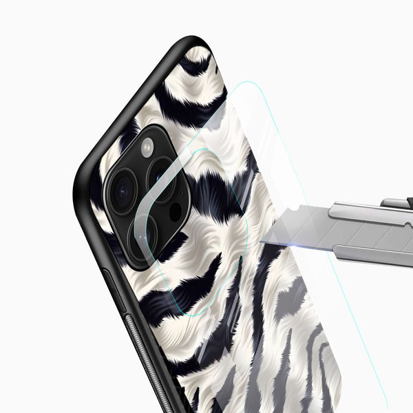 Zebra Fur Pattern Glass Phone Cover – Luxury Animal Print - Cover Stall
