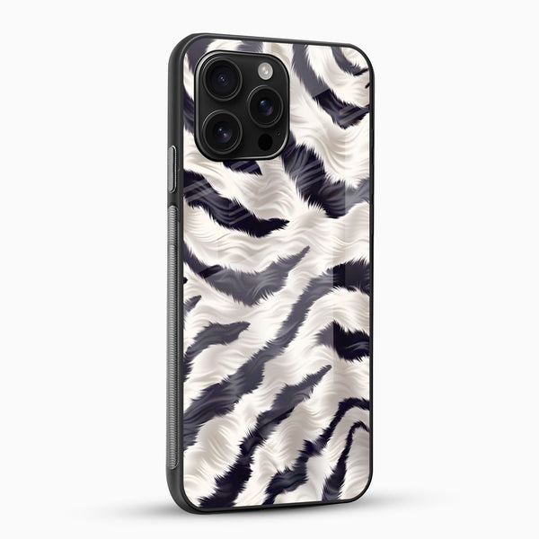 Zebra Fur Pattern Glass Phone Cover – Luxury Animal Print - Cover Stall