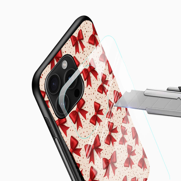 Cute Red Bow Glass Mobile Cover - Cover Stall