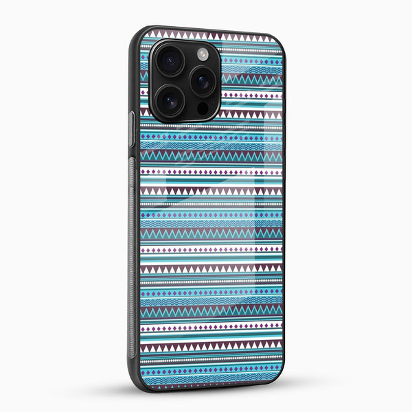 Boho Tribal Blue Pattern Glass Phone Case - Cover Stall