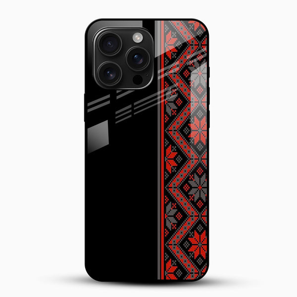 Ethnic Red Motif Glass Phone Case - Cover Stall