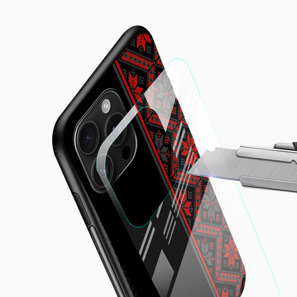 Ethnic Red Motif Glass Phone Case - Cover Stall