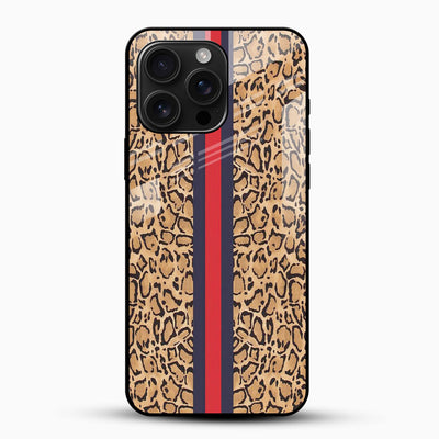Leopard Print Stripe Glass Phone Case