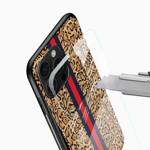 Leopard Print Stripe Glass Phone Case - Cover Stall