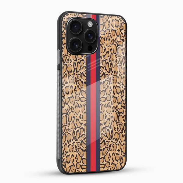 Leopard Print Stripe Glass Phone Case - Cover Stall