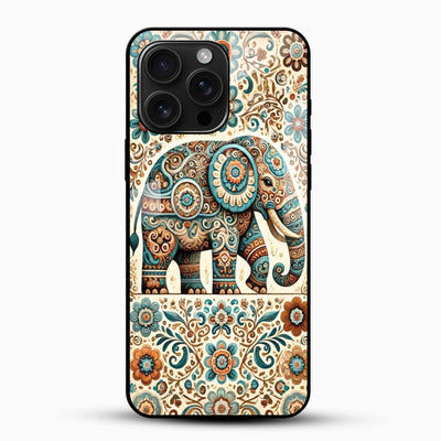 Royal Elephant Mandala Art Glass Phone Case
