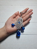 Hamsa Hand Evil Eye Keychain – Blue Nazar Bell Charm for Protection