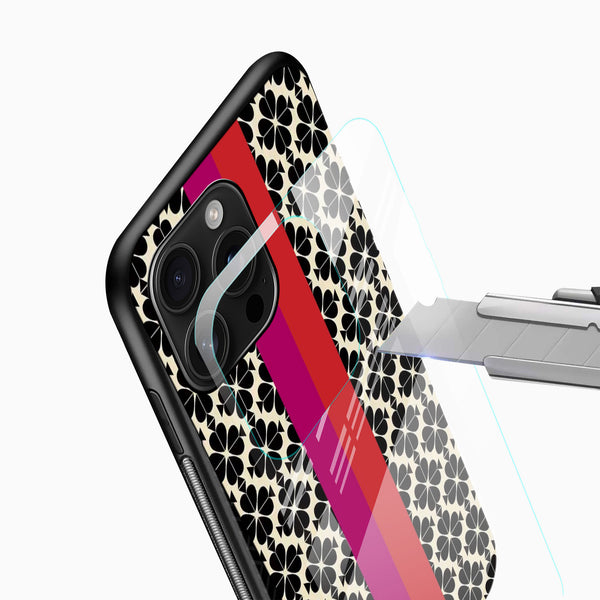 Bold Stripes & Floral Designer Glass Phone Case - Cover Stall