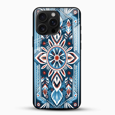 Blue Ethnic Mandala Glass Phone Case