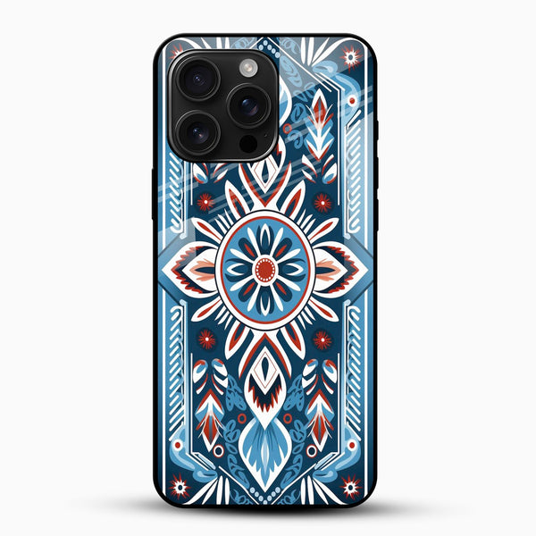 Blue Ethnic Mandala Glass Phone Case - Cover Stall