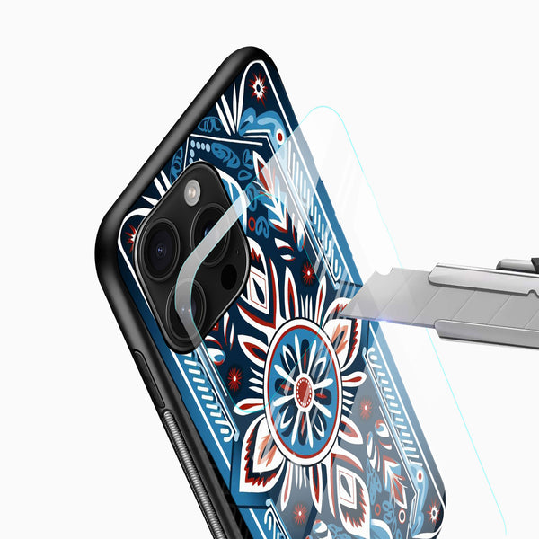 Blue Ethnic Mandala Glass Phone Case - Cover Stall