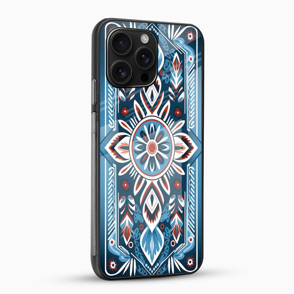 Blue Ethnic Mandala Glass Phone Case - Cover Stall