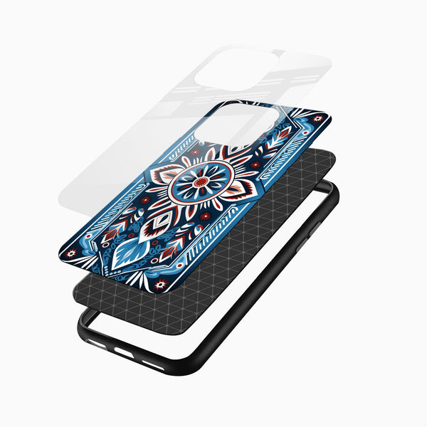 Blue Ethnic Mandala Glass Phone Case - Cover Stall