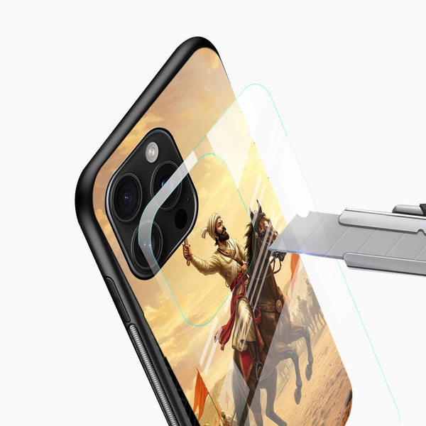 Shivaji Maharaj Warrior Glass Mobile Cover - Cover Stall