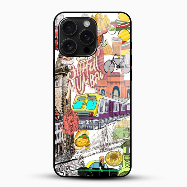 Mumbai Vibes Illustrated Glass Mobile Cover - Cover Stall