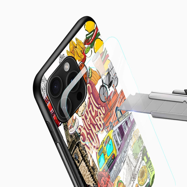 Mumbai Vibes Illustrated Glass Mobile Cover - Cover Stall