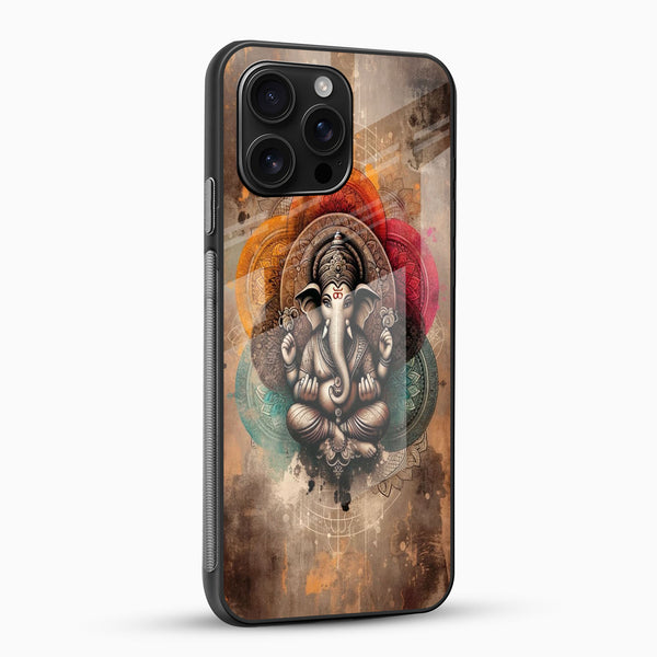 Divine Ganesha Mandala Glass Mobile Cover - Cover Stall