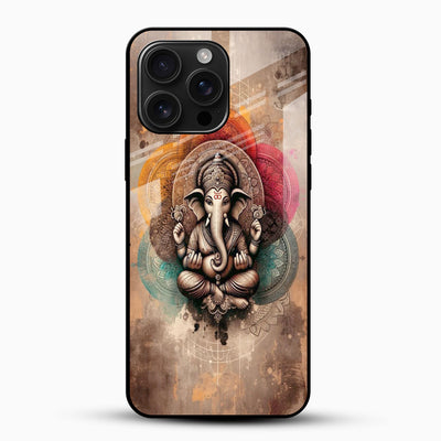 Divine Ganesha Mandala Glass Mobile Cover