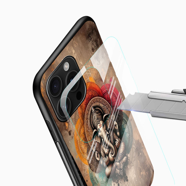 Divine Ganesha Mandala Glass Mobile Cover - Cover Stall