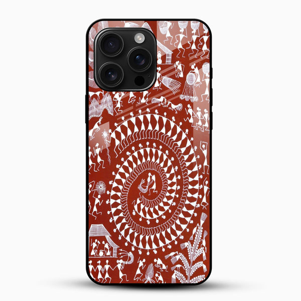 Traditional Warli Art Glass Phone Case - Cover Stall