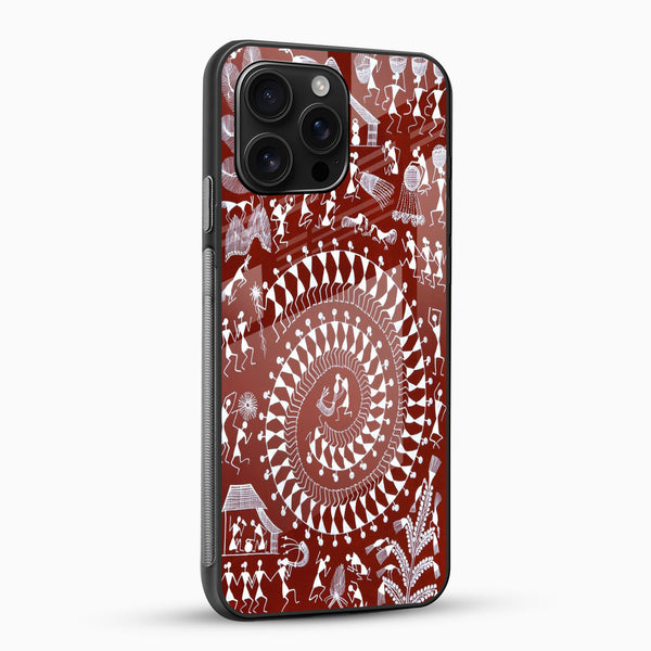 Traditional Warli Art Glass Phone Case - Cover Stall
