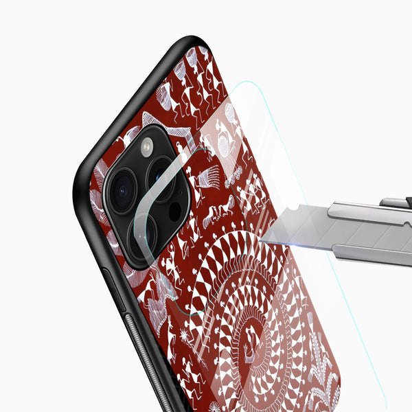 Traditional Warli Art Glass Phone Case - Cover Stall