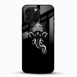 Minimal Black Ganesha Glass Mobile Cover