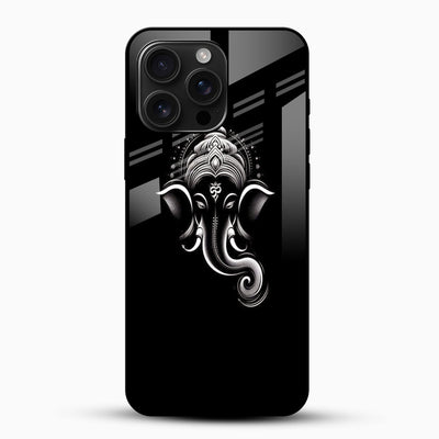 Minimal Black Ganesha Glass Mobile Cover