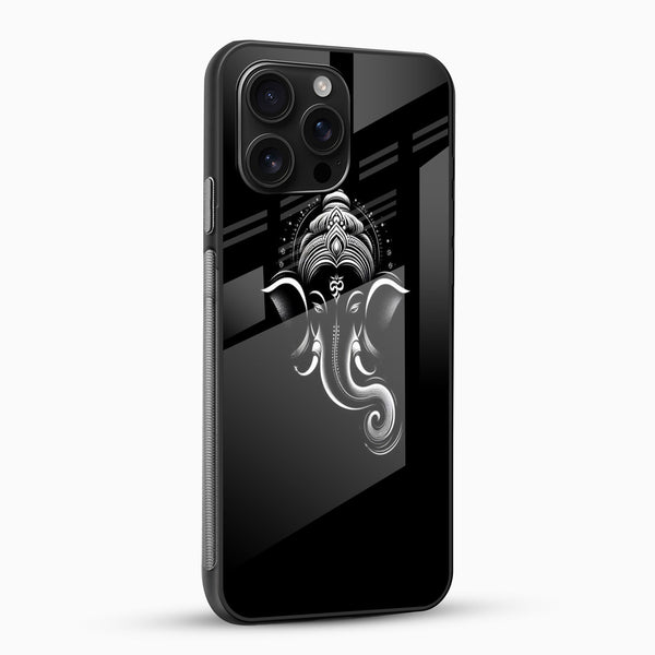 Minimal Black Ganesha Glass Mobile Cover - Cover Stall
