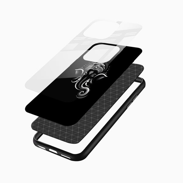 Minimal Black Ganesha Glass Mobile Cover - Cover Stall