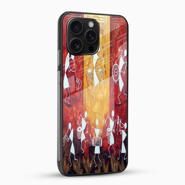 Tribal Celebration Warli Art Glass Phone Case - Cover Stall