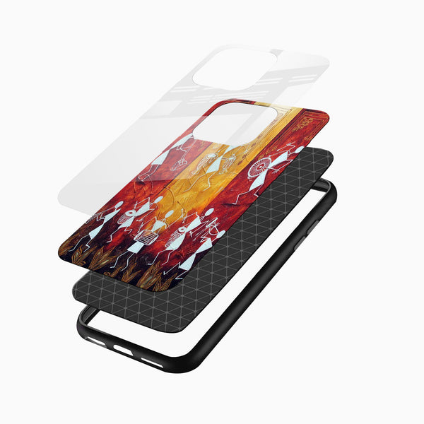 Tribal Celebration Warli Art Glass Phone Case - Cover Stall