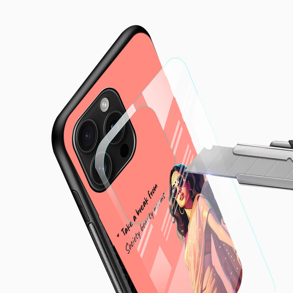 Break the Norms - Empowered Woman Glass Mobile Cover - Cover Stall