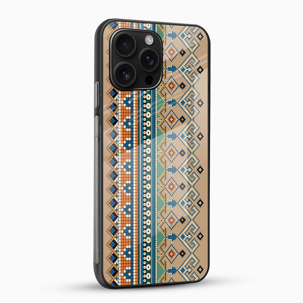 Tribal Mosaic Stripe Glass Mobile Case – Ethnic Geometric Design - Cover Stall