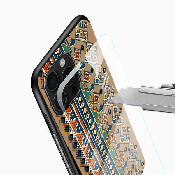 Tribal Mosaic Stripe Glass Mobile Case – Ethnic Geometric Design - Cover Stall
