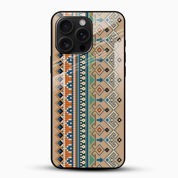 Tribal Mosaic Stripe Glass Mobile Case – Ethnic Geometric Design - Cover Stall