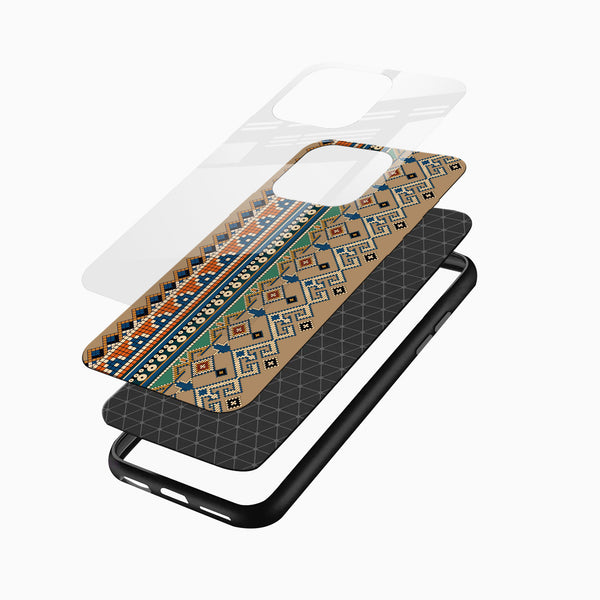 Tribal Mosaic Stripe Glass Mobile Case – Ethnic Geometric Design - Cover Stall