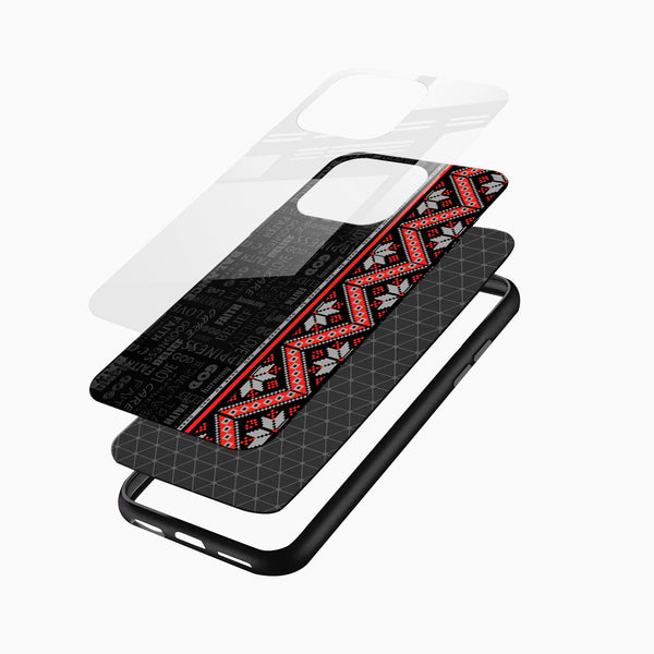 Red Ethnic Strip Glass Mobile Case – Modern Folk Fusion Design - Cover Stall