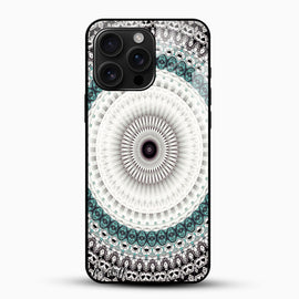 Black & White Teal Mandala Glass Mobile Case