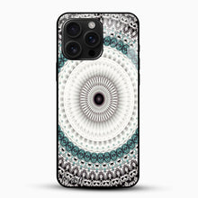 Black & White Teal Mandala Glass Mobile Case