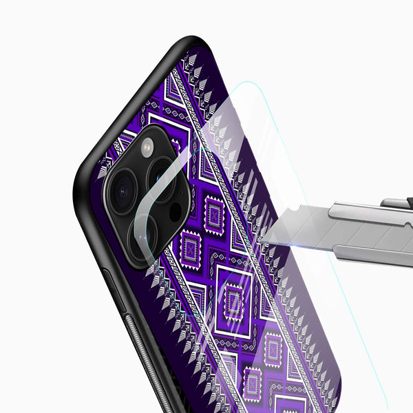 Purple Tribal Geometric Glass Mobile Case – Ethnic Pattern Design - Cover Stall
