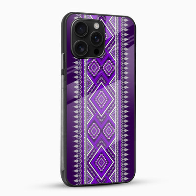 Purple Tribal Geometric Glass Mobile Case – Ethnic Pattern Design