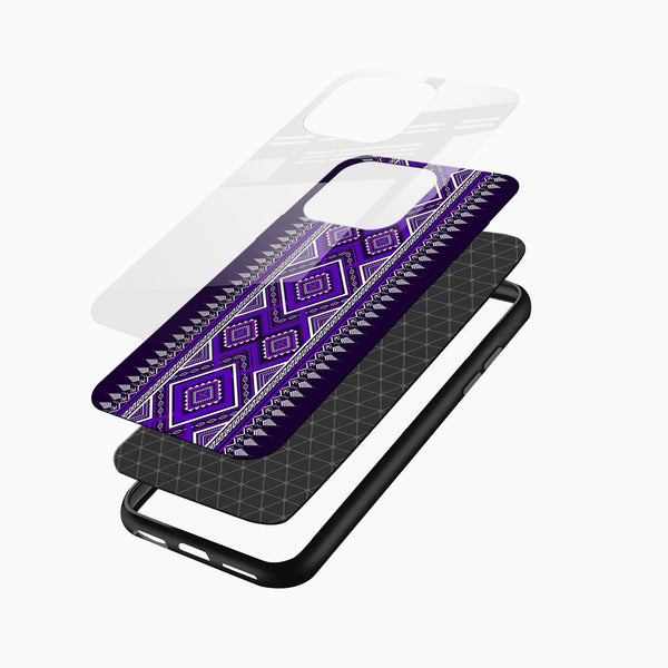 Purple Tribal Geometric Glass Mobile Case – Ethnic Pattern Design - Cover Stall