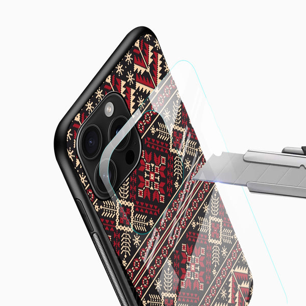 Ethnic Red & Beige Pattern Glass Mobile Case - Cover Stall