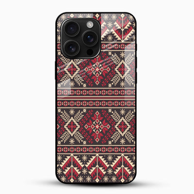 Ethnic Red & Beige Pattern Glass Mobile Case