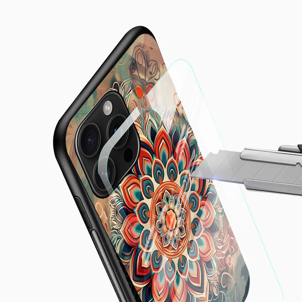 Bohemian Mandala Art Glass Mobile Case – Vibrant Spiritual Design - Cover Stall
