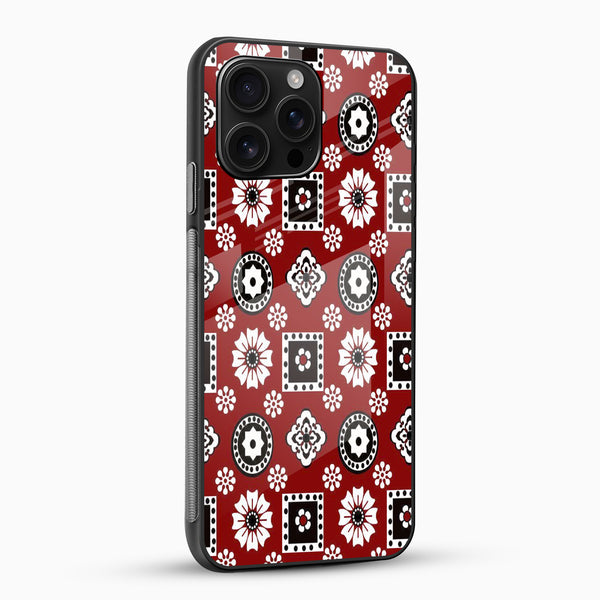 Ajrakh Print Red Glass Phone Case - Cover Stall