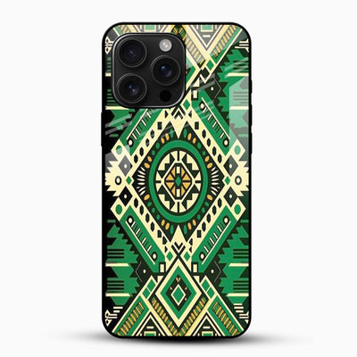 Green Aztec Tribal Glass Phone Case