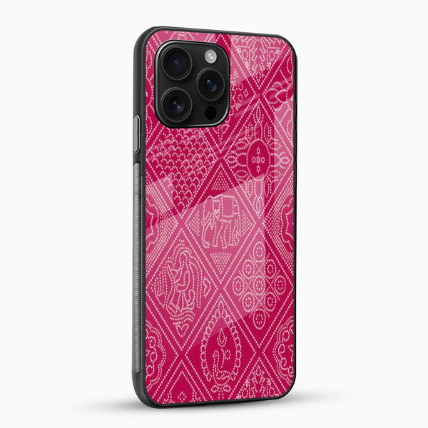 Pink Bandhani Art Glass Phone Case - Cover Stall
